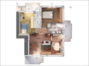 Rendering Trilocale Residenza Alpi